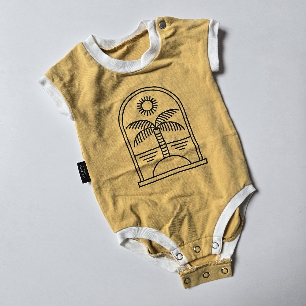 Tiny Tribe Australia Yellow Palm Tree Print Kids One Piece 3-6m